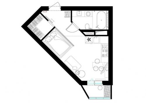 Квартира - студия площадью 28 кв. 09