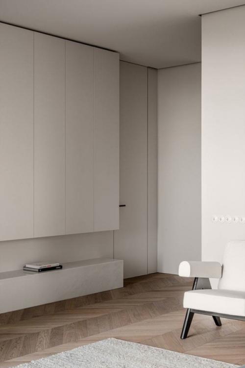 Интерьер квартиры выполнен в нейтральных тонах. 01