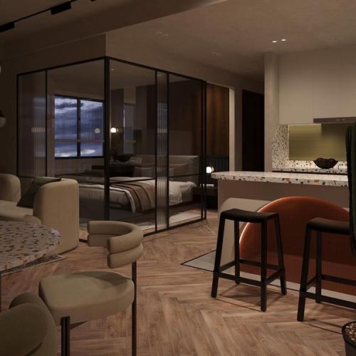 Небольшая светлая квартира с теплым колоритом и легким намеком на этнические мотивы. 06