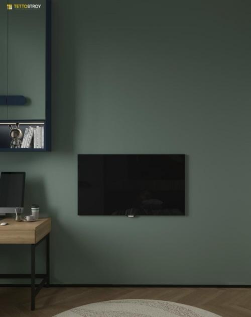 Интерьер детской комнаты выполнен в современном и сдержанном стиле с яркими акцентами, отражающими интересы ребёнка. 05