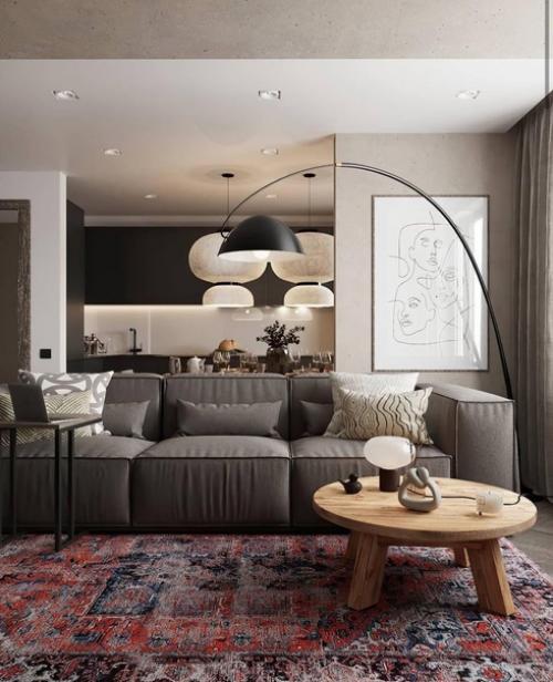 Кухня - гостиная и прихожая из одного проекта. 01