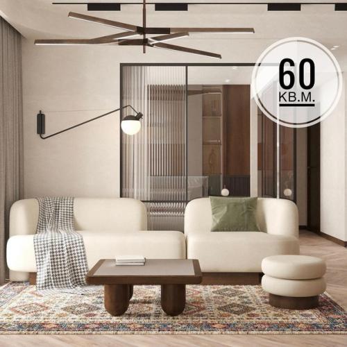 Небольшая светлая квартира с теплым колоритом и легким намеком на этнические мотивы.