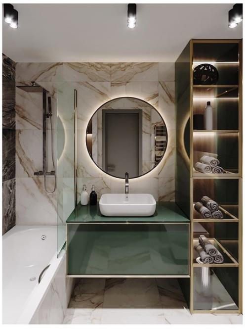 Несколько кадров ванной комнаты из нашего проекта, созданного для творческой семьи в Москве.