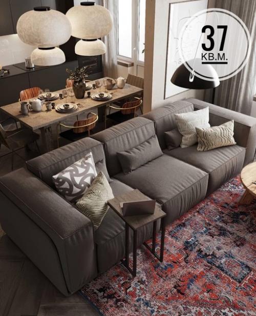 Кухня - гостиная и прихожая из одного проекта.