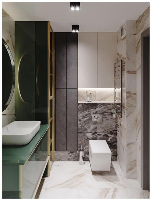 Несколько кадров ванной комнаты из нашего проекта, созданного для творческой семьи в Москве. 02