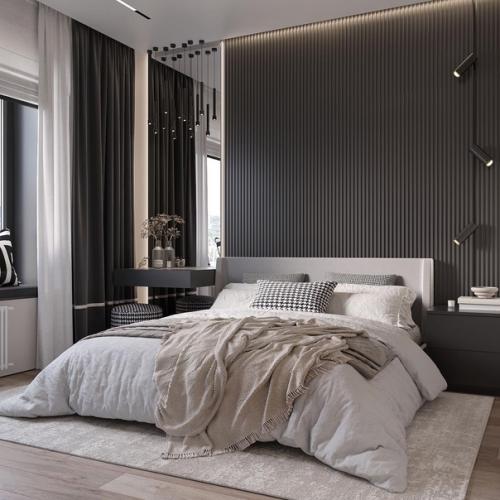 Уютная, обволакивающая спальня.