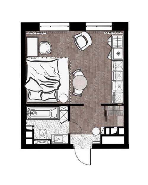 Квартира - студия, площадью - 28 кв. 08