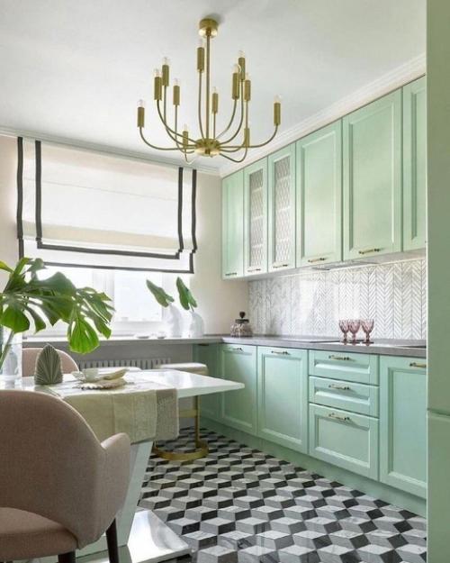 В дизайн кухонной зоны Тиффани выглядит весьма необычно. 01