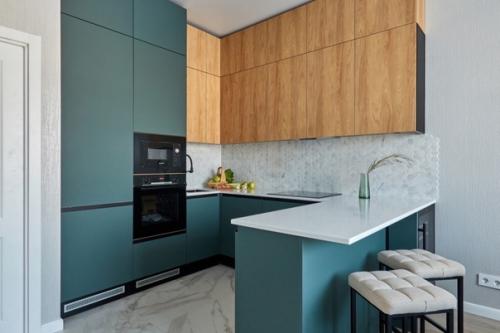 Зелёная кухня площадью: 23 кв. 01