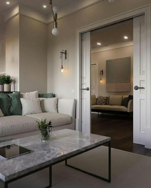 Кухня - гостинaя в стилe современнaя классикa. 03