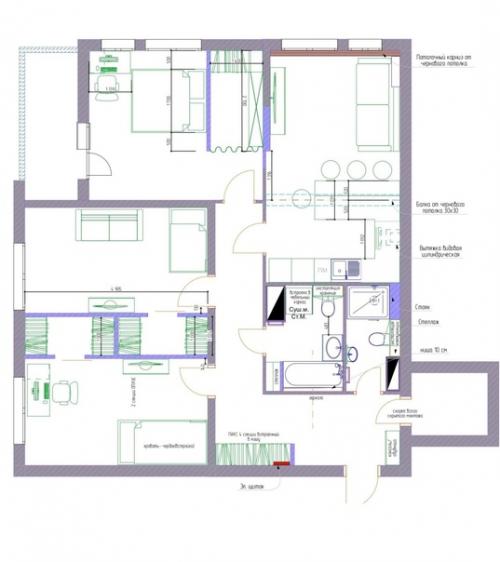 Комфортный и практичный интерьер трехкомнатной квартиры, площадью: 104 кв. 09
