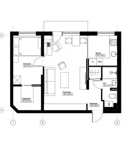 Хрущевка, общей площадью - 45 кв. 09