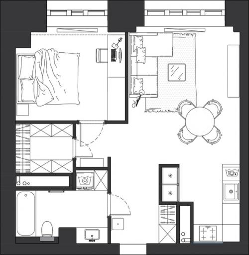 Продуманная евродвушка с бюджетными отделкой и мебелью. 09