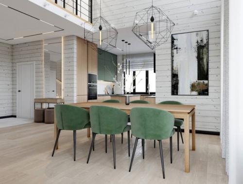 Светлый интерьер дома с благородной деревянной текстурой. 01