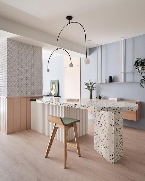 Плавный ритм пространства с композицией, основанной на геометрической графике.