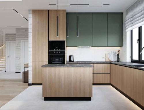 Светлый интерьер дома с благородной деревянной текстурой.