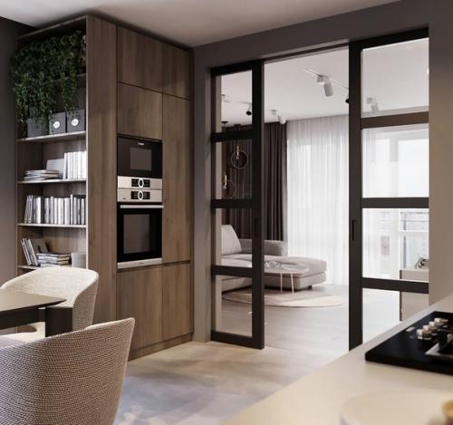 Интерьер, в котором главной особенностью является монохромность и огромное разнообразие оттенков серого. 01