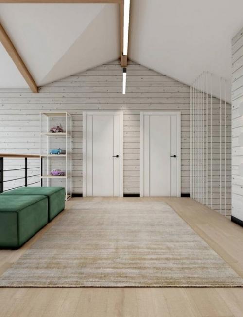 Светлый интерьер дома с благородной деревянной текстурой. 02