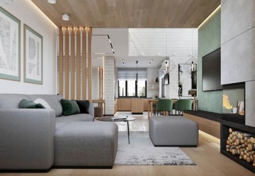 Светлый интерьер дома с благородной деревянной текстурой. 06