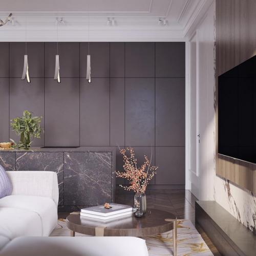 Красивая кухня - гостиная. 04