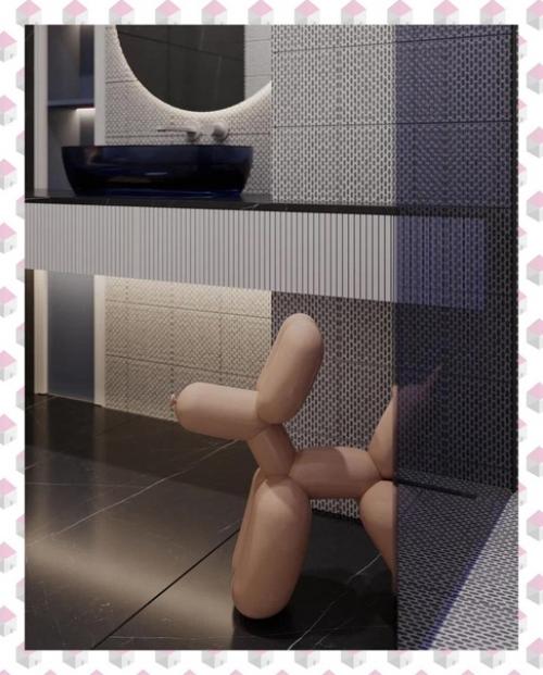 Интерьер детского санузла в двухуровневом пентхаусе для мальчика и девочки. 03