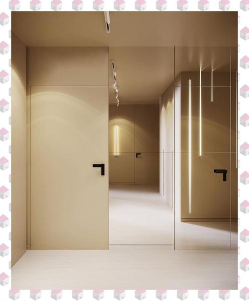 Минималистичный, интерьер прихожей, выдержанный в монохромной гамме. 01