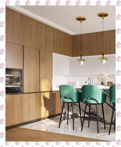 Тёплая и при этом очень эффектная кухня. 01