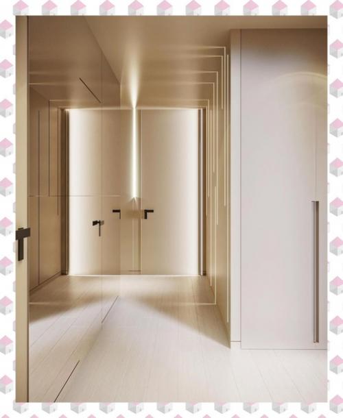 Минималистичный, интерьер прихожей, выдержанный в монохромной гамме. 05