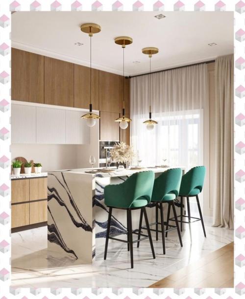 Тёплая и при этом очень эффектная кухня. 03