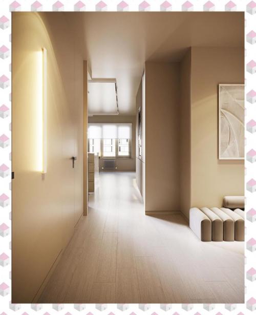 Минималистичный, интерьер прихожей, выдержанный в монохромной гамме. 02