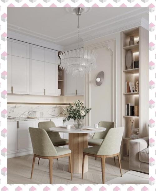 Квартира в стиле современной классики со светлой воздушной кухней - гостиной. 03