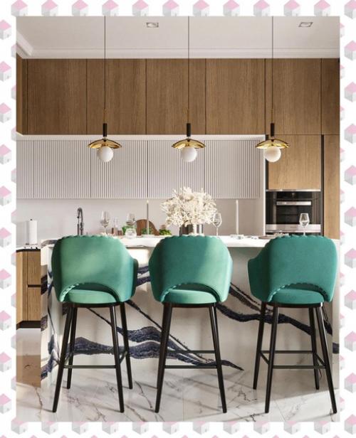 Тёплая и при этом очень эффектная кухня. 05