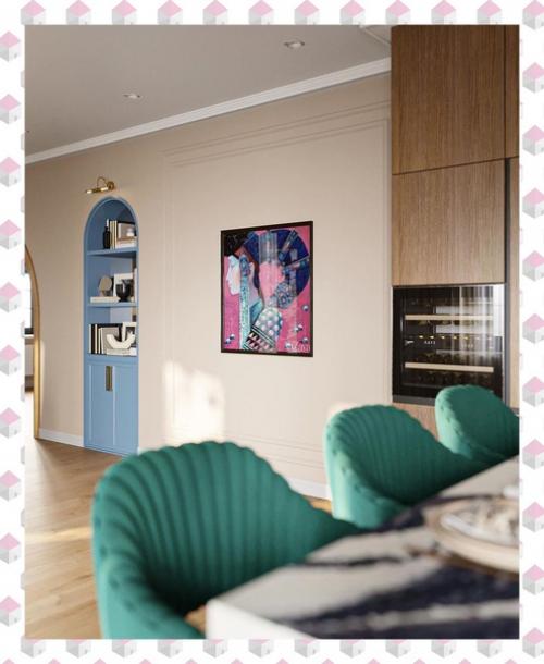 Тёплая и при этом очень эффектная кухня. 04