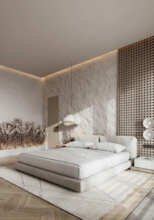 Интерьер спальни.  Светло и просторно.