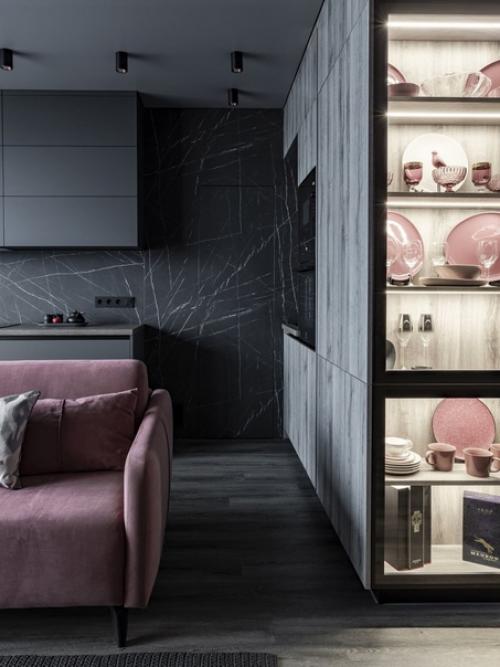 Трехкомнатная квартира с очень красивой цветовой палитрой и хорошими решениями по организации быта.