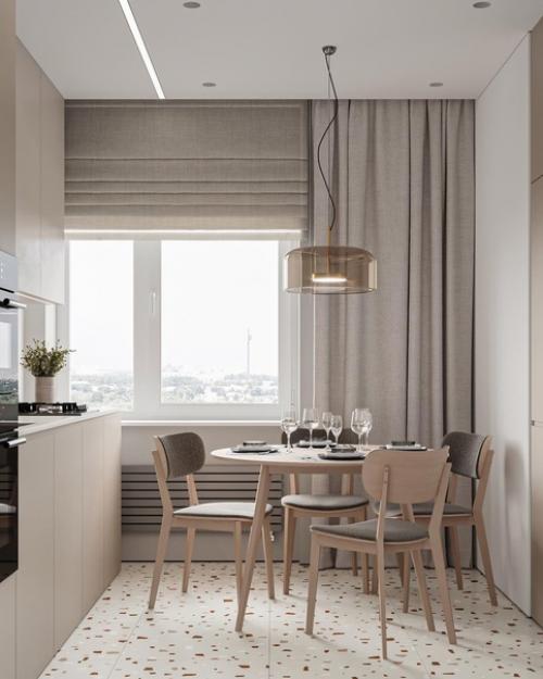 Приятное сочетание цветов без лишних деталей, а также много света, как естественного, так и искусственного, что делает квартиру более просторней. 01