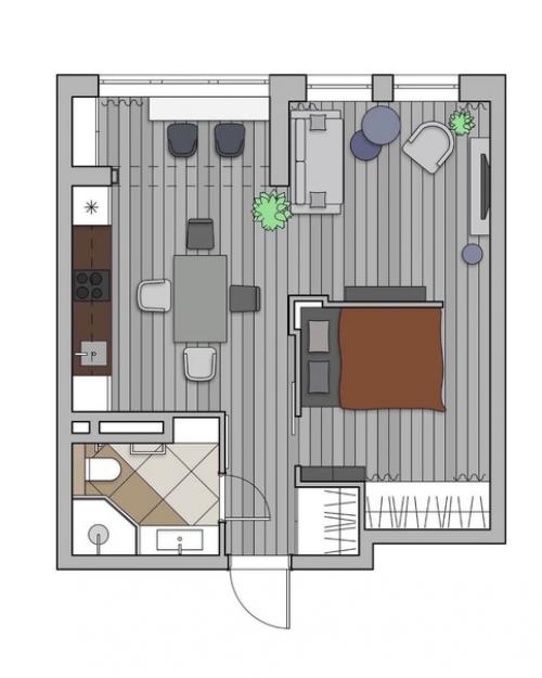 Квартира, общей площадью 40, 6 кв. 09