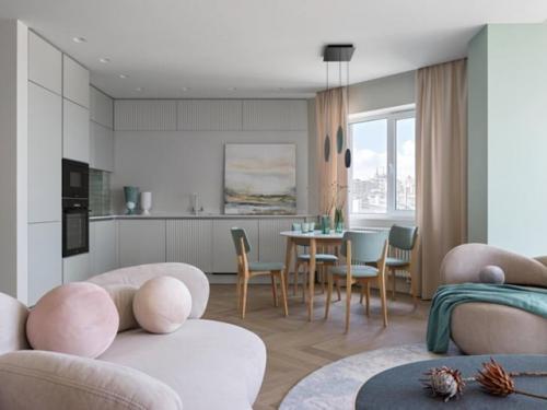 На 90 квадратных метрах дизайнеру удалось создать пространство, наполненное светом, лёгкостью и уютом. 06