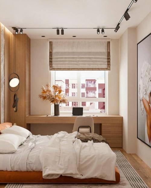 Уютный интерьер спальни площадью 14 кв. 05