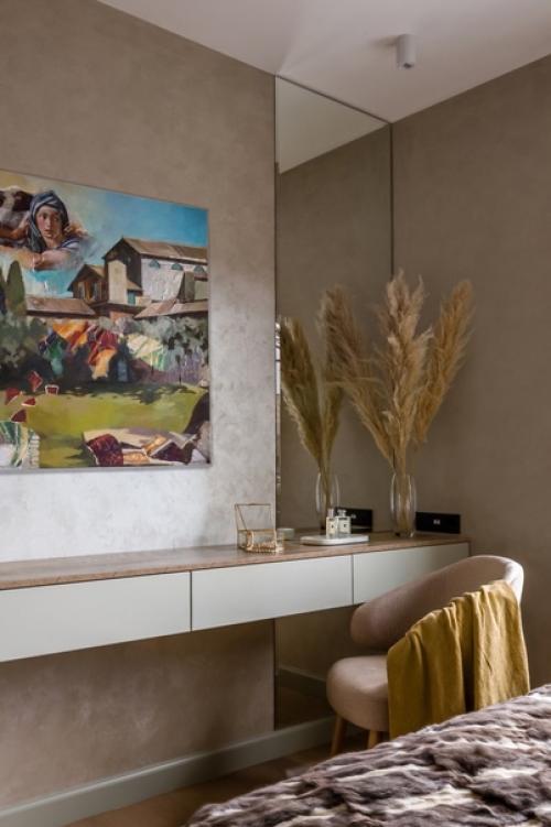 Красивый, светлый дизайн двухкомнатной квартиры с ярким акцентом. 06