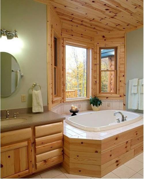 Подборка великолепных интерьеров ванных комнат в деревянном доме. 03
