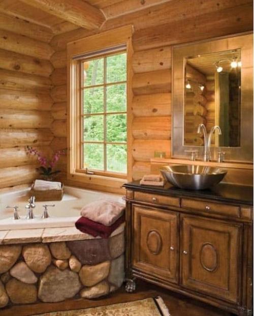 Подборка великолепных интерьеров ванных комнат в деревянном доме. 04