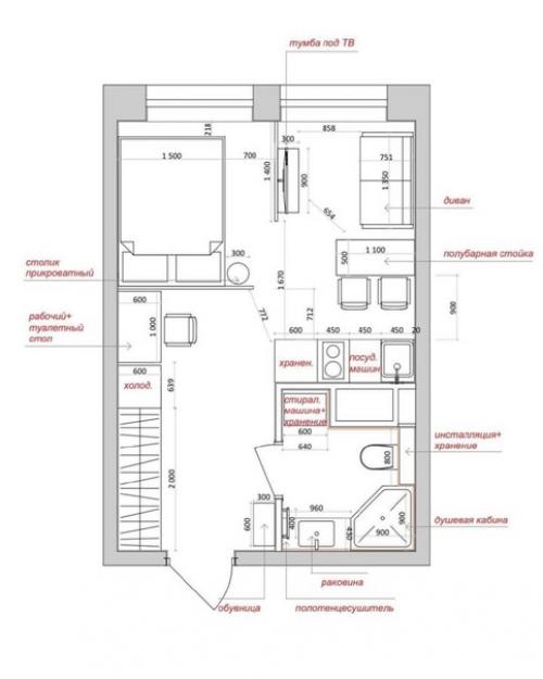 Квартира - студия, общей площадью - 25 кв. 08