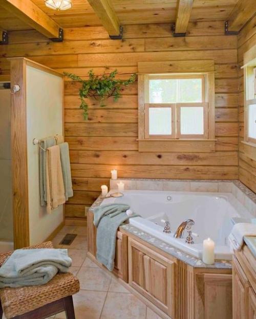 Подборка великолепных интерьеров ванных комнат в деревянном доме. 01
