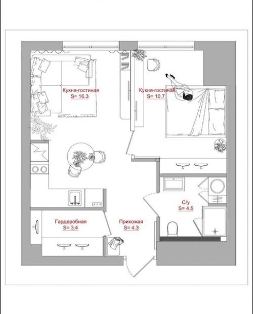 Квартира, общей площадью - 41 кв. 09