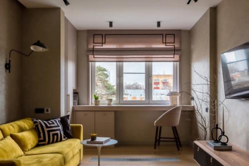 Красивый, светлый дизайн двухкомнатной квартиры с ярким акцентом. 02