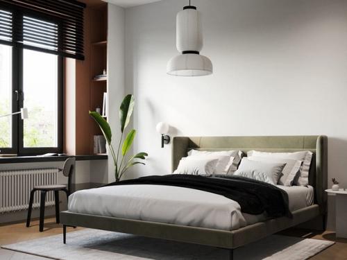 В этом уютном минималистическом интерьере оттенки коричневого, абрикосового и зеленого используются во всех помещениях. 01