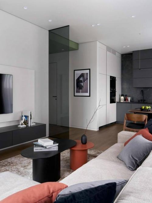 Квартира для студента, в которой лаконичность стала идеальным фоном для яркого, творческого характера будущего актёра. 01