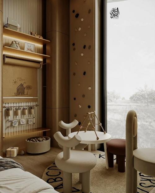 Вариант уютного детского пространства, в котором всё создано для ощущения тепла, спокойствия и безопасности.  