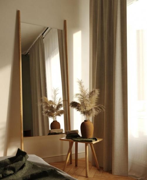 Спальня в теплой успокаивающей оливке. 04